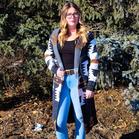 Take Me Out Aztec Crochet Cardigan - Picture 2 of 5